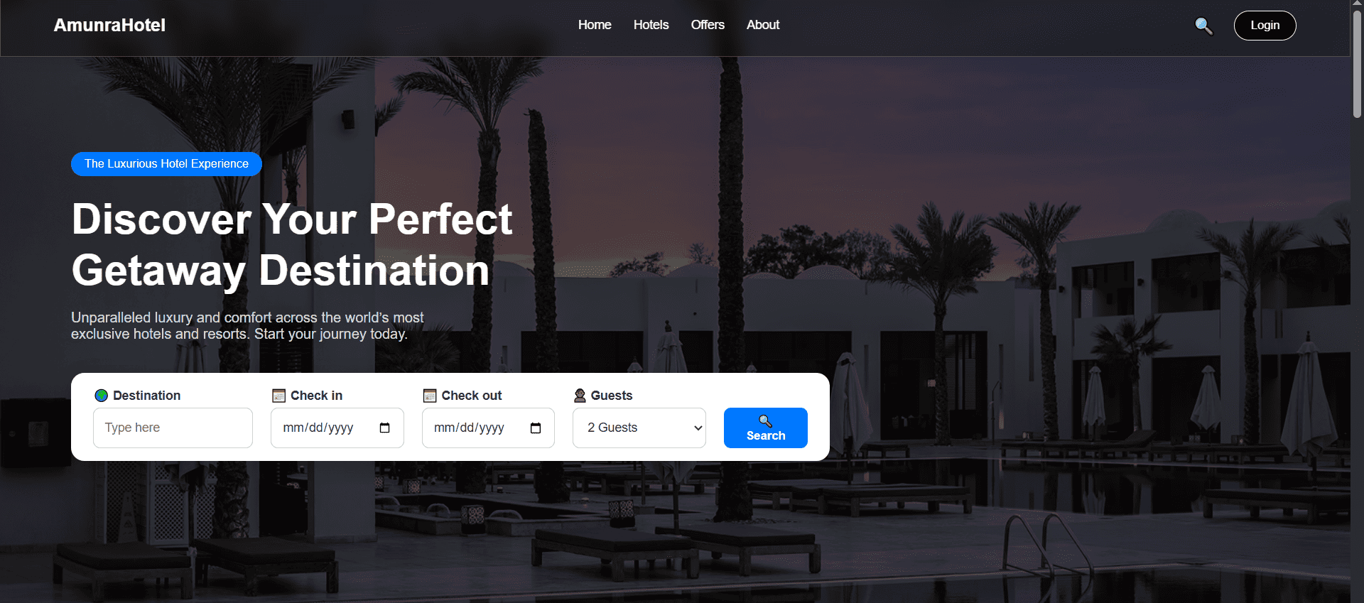 Amunra Hotel - Luxury Reservation System